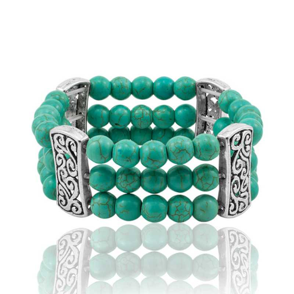 

fyjs unique female gift silver plated layer green turquoises stone bracelet statement jewelry, Golden;silver