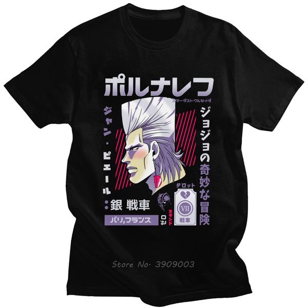 

cool jojos bizarre adventure t shirt men's jean polnareff tshirt summer cotton anime manga gift tees harajuku streetwear