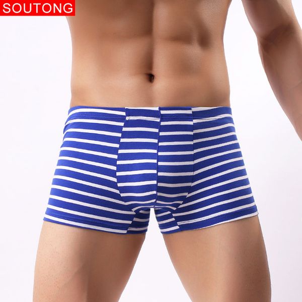 

underpants soutong 4 pcs /lot men underwear boxers cotton breathable cuecas boxer shorts striped panties hombre st52, Black;white