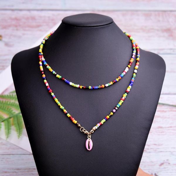 

chokers moon girl double layers seedbead choker for women fashion boho chic statement shell collier femme bohemian collares drop, Golden;silver