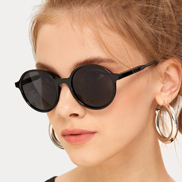 

sunglasses round women mirror vintage black sun glasses female brand designer feminino, White;black