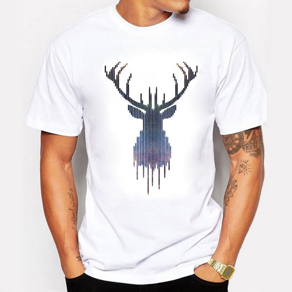 

summer men tshirt comfortable breathable t shirt simple and beautiful deer male o-neck fashion cotton t-shirt brand clothing