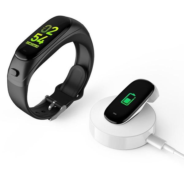 

cgjxs smart bracelet wristband bluetooth earphone /music headset heart rate blood pressure voice alarm clock search phone v08s