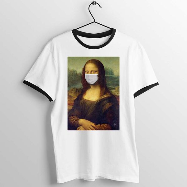 

unisex black обрезка мужчины женщины тенниска джоконда ношение маски смешные meme tee