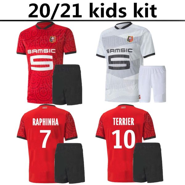 

kids kit 20 21 rennes soccer jersey 2020 2021 raphinha niang terrier j.martin stade rennais fc bourigeaud home away football shirts, Black;yellow
