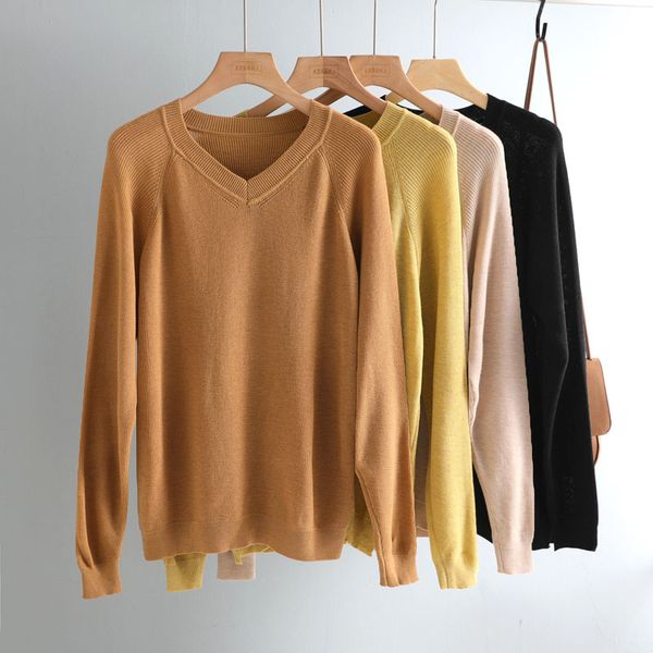 

2020 new jumpers oversize v-neck women pullover casual long sleeve chic loose knit sweater female, White;black