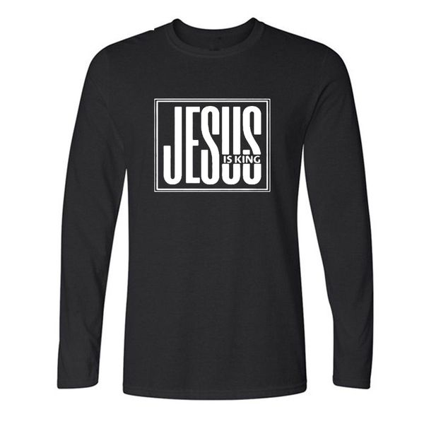 

funny new jesus is king christian religion god faith t shirt men cotton long sleeve t-shirt tshirt camiseta