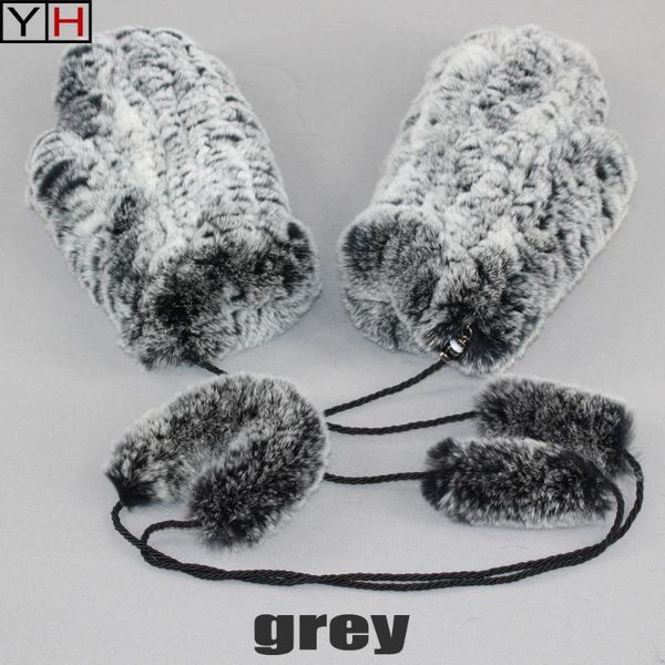 

selling good elastic women winter knitted real fur mittens100%natural real rex fur gloves lady gloves, Blue;gray