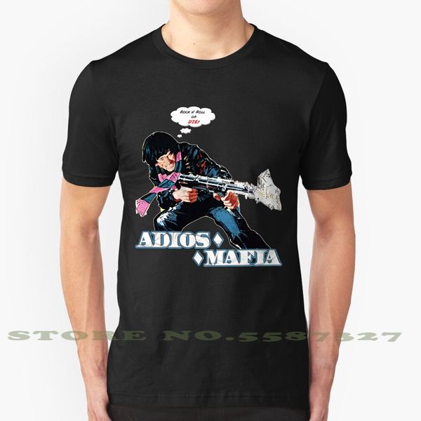 

adios mafia - rock n' roll or die black white tshirt for men women il gobbo tomas milian adios mafia adios mafia