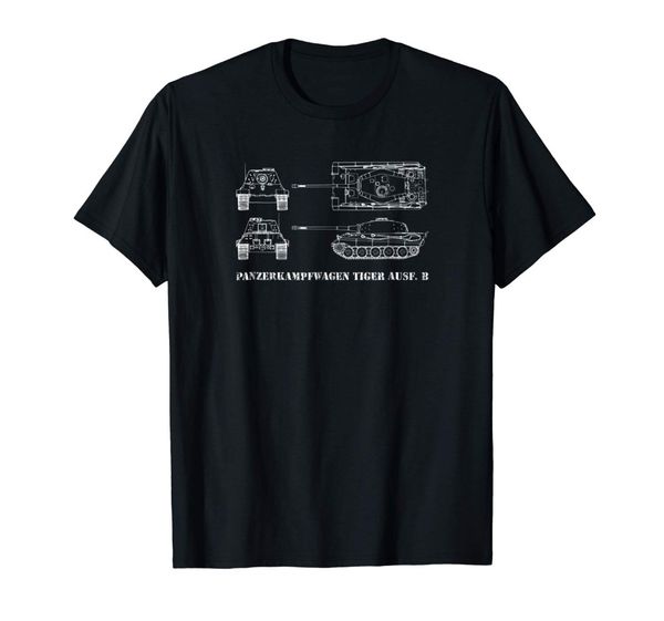 

panzer vi tiger ii german army tank blueprint wwii t shirt 2019 summer brand cotton hip hop fitness clothing men t shirt