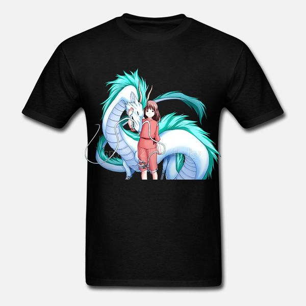 

spirited away chihiro haku anime films men black t-shirt
