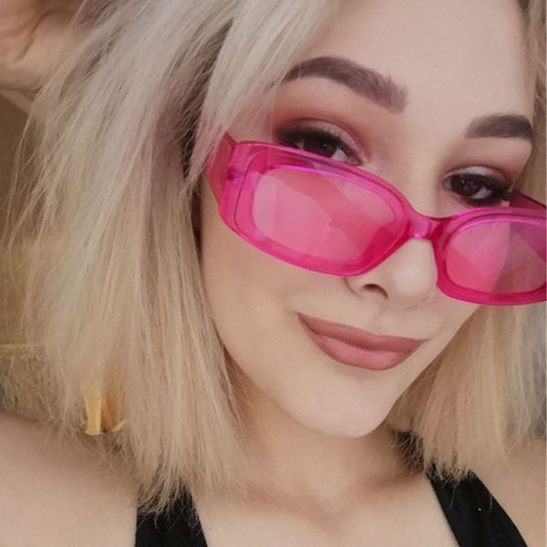 

square sunglasses women men fashion pink female retro rectangle sun glasses woman 2020 feminino uv400, White;black