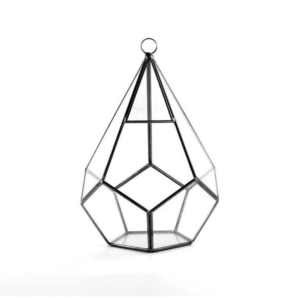 

creative waterdrop design hanging glass terrarium modern geometric succulent planter diamond shape artistic centerpiece flower vase
