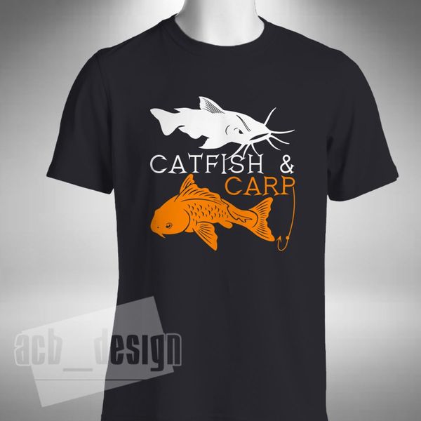 

new summer style printed cotton catfish & carp mens t-shirt fishing angler fly night fisherman bait basic tee shirt