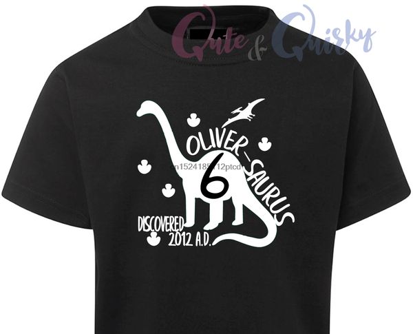 

personalised name - saurus dinosaur t-shirt boys custom birthday shirt dino new