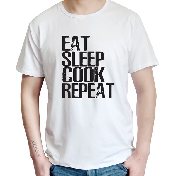 

смешные прохладный eat sleep кук футболки мужчин летний стиль с коротким рукавом повседневная chef жизнь футболки топы camisetas hip hop топ