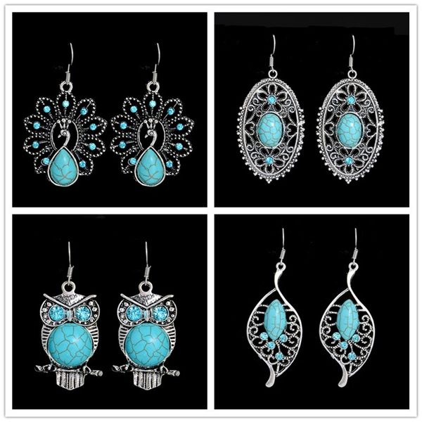 

shuangr vintage earrings series earrings green resin stone austrian crystal jewelry for women, Silver