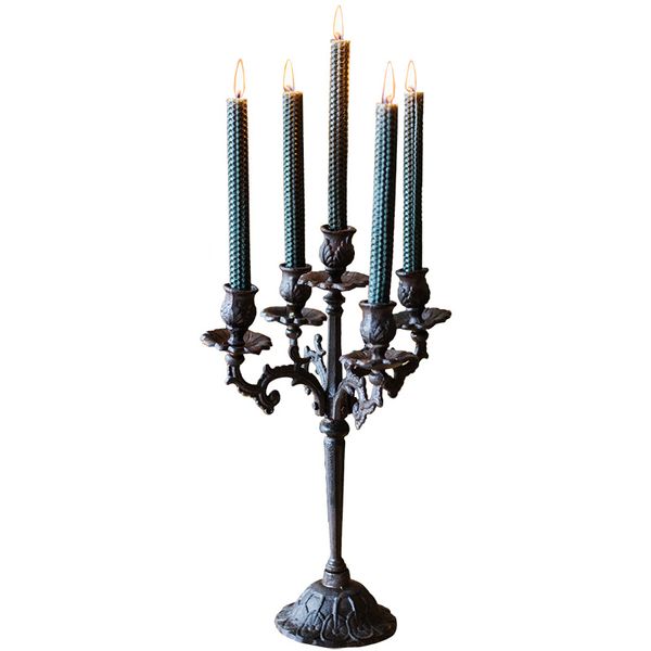 

cast iron retro candlestick metal 5 arm candle holders vintage candelabra valentine's day european candlelight garden gift fc418