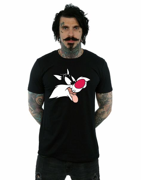 

looney tunes men's sylvester face t-shirt custom screen printed tee shirt
