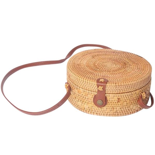 

женщины пляж сумка лето больших тотализаторы с zipper круг handwoven бали круглого ретро ротанг солома crossbody сумка сумка #zer