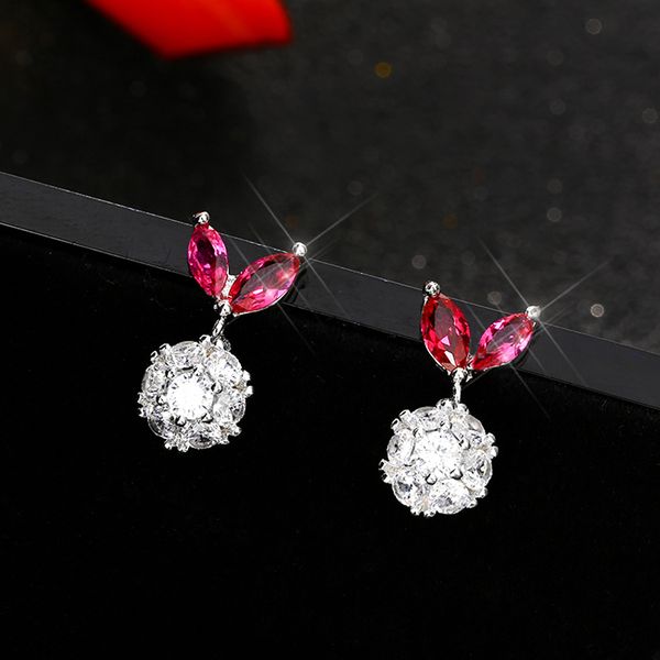

korean cute jewelry silver color cute fruit stud earrings cz bridal wedding earrings, Golden;silver
