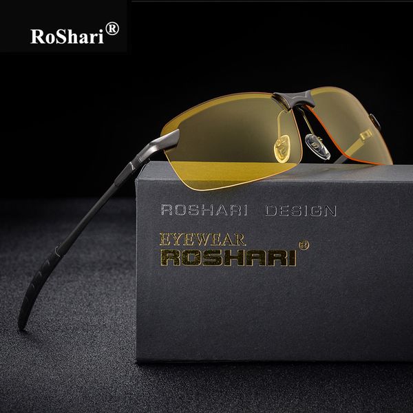 

sunglasses roshari men glasses car drivers night vision goggles anti-glare sun polarized driving retro gafas de sol, White;black