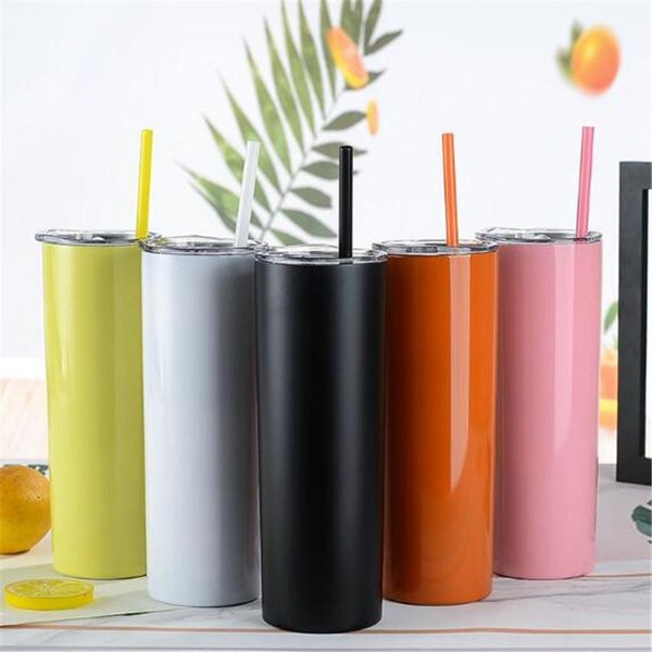 

In Stock 20oz stainless steel skinny tumbler with lid straw 20oz skinny cup wine tumblers mugs double wall vacuum insulated cup water bottle