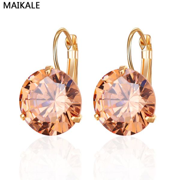 

stud maikale 14mm korean earrings simple cubic zirconia fashion jewelry copper plated gold temperament earring for women, Golden;silver