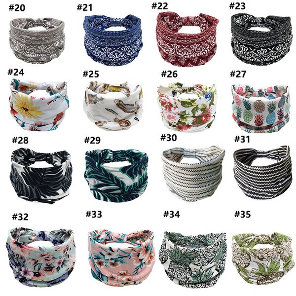 

women girls summer boho hair bands print headband bohemian cross turban bandage bandanas hair accessories headwrap headwear, Gray