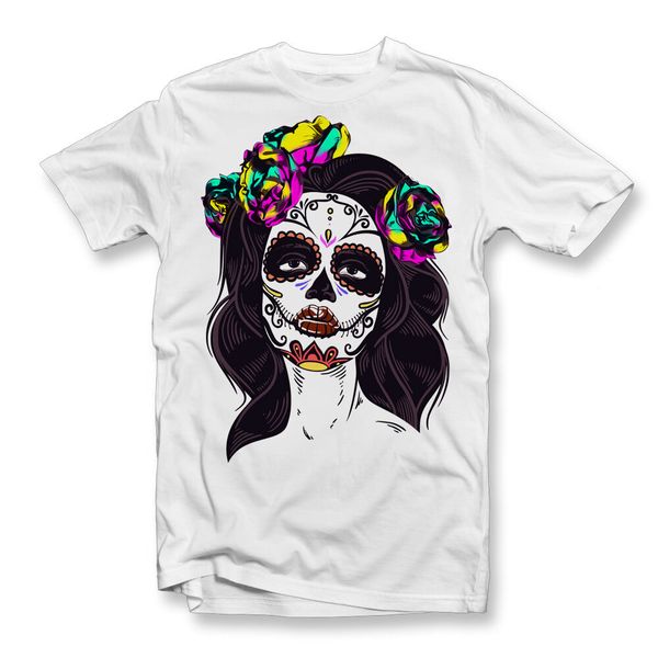

catrina sugar skull t - shirt candy череп футболка прохладный модная женская printed tee shirt