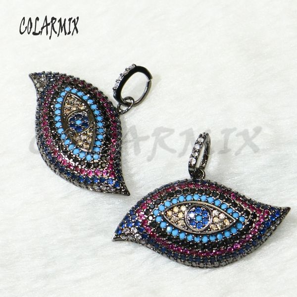 

chains 5 pcs eye pendant necklace dark colors tiny crystal pendants accessories zircon jewelry cubic for women 50312, Silver