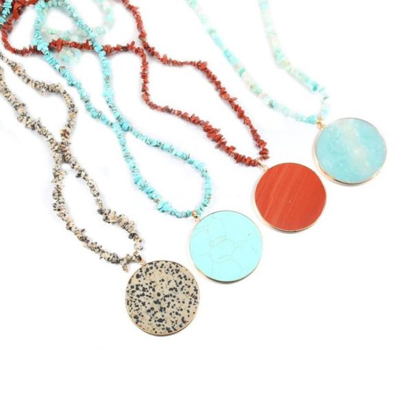 

fyjs unique jewelry light yellow gold color many style quartz stone round pendant irregular shape gravel chain necklace, Silver
