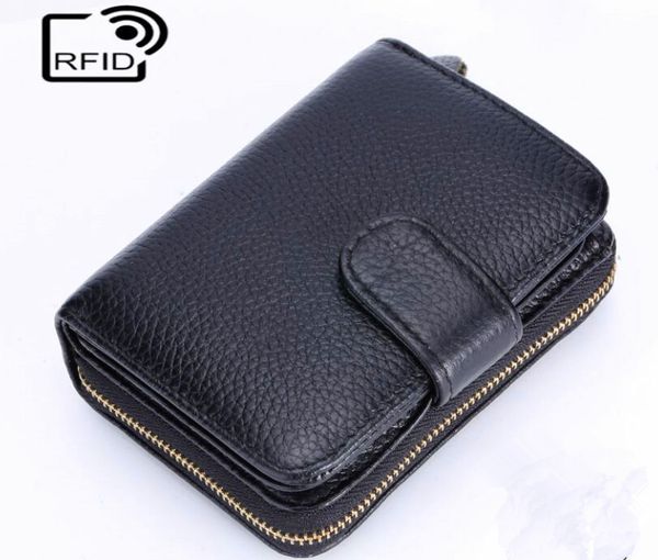 

fashion men and women genuine leather rfid wallets multi credit card wallet anti-theft driving license hand holder purse small cover bag as2, Red;black