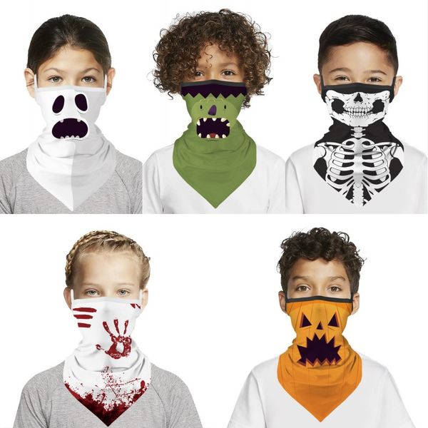 

outdoor cycling face bandana cartoon triangle neck gaiter ear hoop protective mask kids halloween magic scarf winter warm dhf1585