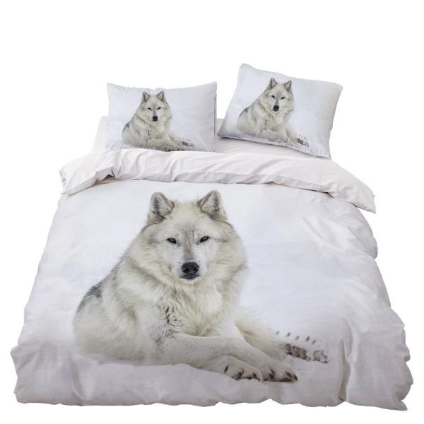 

bedding sets white wolf set bedroom decor doona quilt cover snow background hypoallergenic 1pc duvet with pillowcase