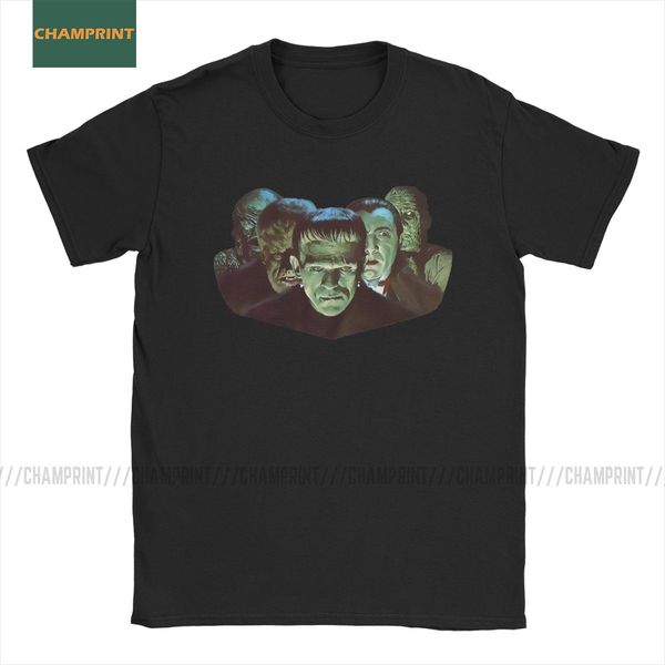 

men gang of monsters frankenstein t shirt monster karloff dracula horror 100% cotton short sleeve tee shirt printed t-shirt