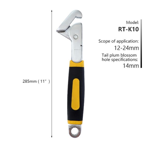 

chrome vanadium steel adjustable wrench portable hook-shaped quick wrenches 649e