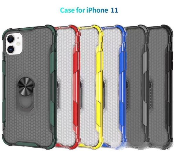 

new finger ring holder case magnetic car kickstand phone case transparent hybrid armor cover for iphone 11 pro max xr samsung note10