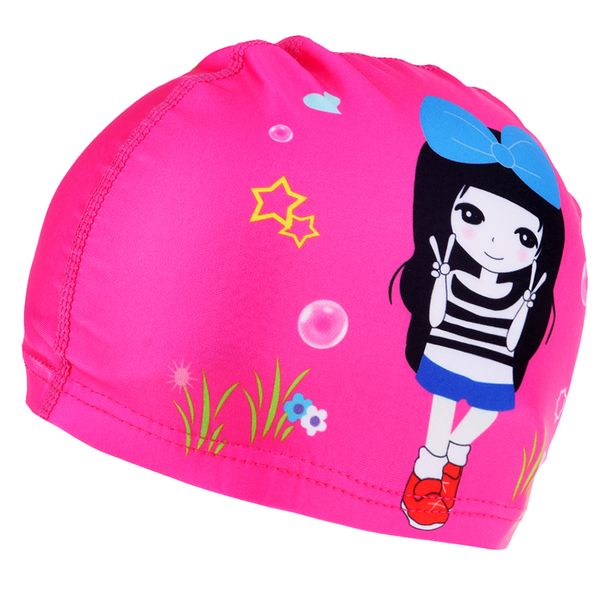 

21.5 x15 cm uv protection girl boy swim pool cap kids child swimming hat with cute girls elephant print