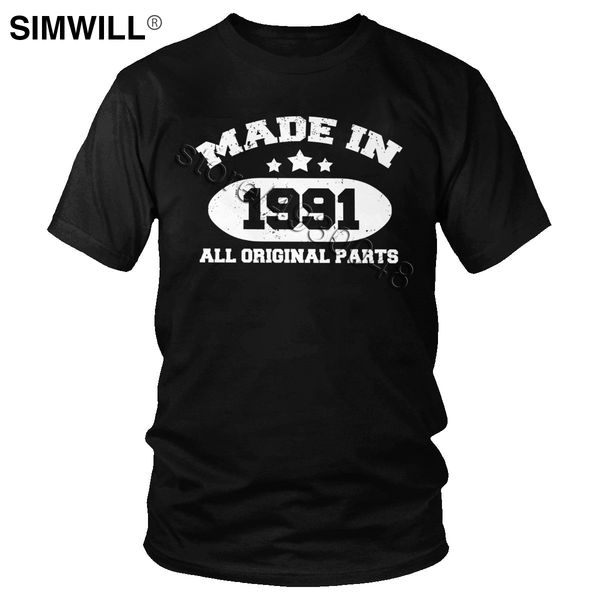 

сделано в 1991 всем original parts t-shirt ретро дизайн хлопок майки для мужчин с коротким рукавом o-шея подарка дня рождения tee tops