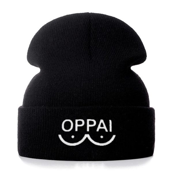 

skullies hip bonnet men beanies for one oppai cap color hat punch winter fashion man women hop knitted casual solid hirbw pingtoy, Black;white