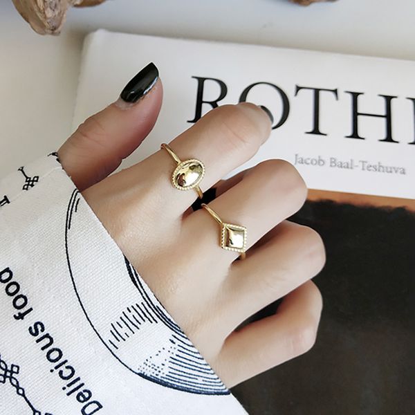 

geometry oval rings 925 silver jewelry minimalism charm anel bohemia jewelry vintage boho bague femme anelli rings for women, Golden;silver
