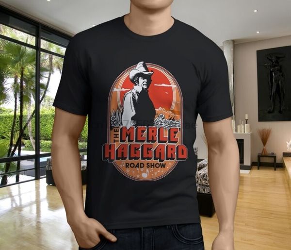 

new merle haggard country music men's black t-shirt size s-3xl