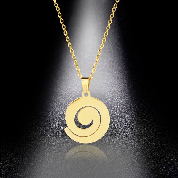 

jewelry titanium steel geometric spiral necklace female full throw stainless steel simple thread round pendant, Silver