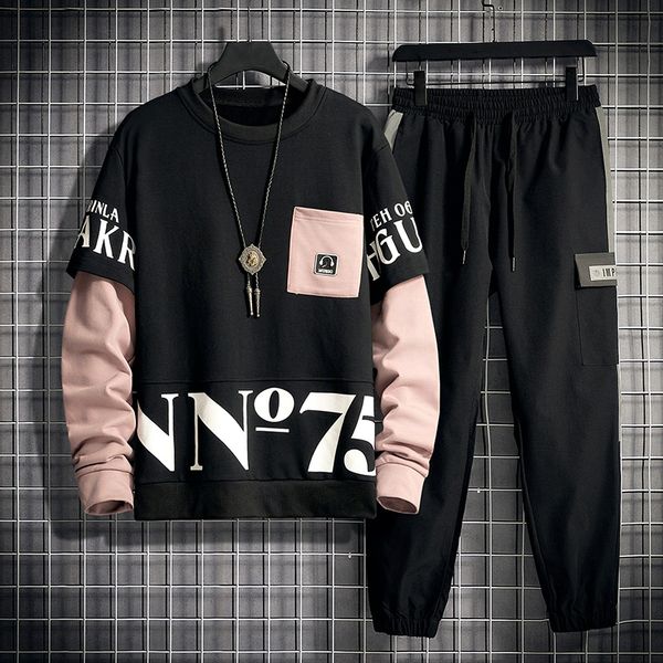 

2020 spring autumn tracksuits set thick hoodies + pants suit fleece sweatshirt sportswear set casual men's jogging, Gray
