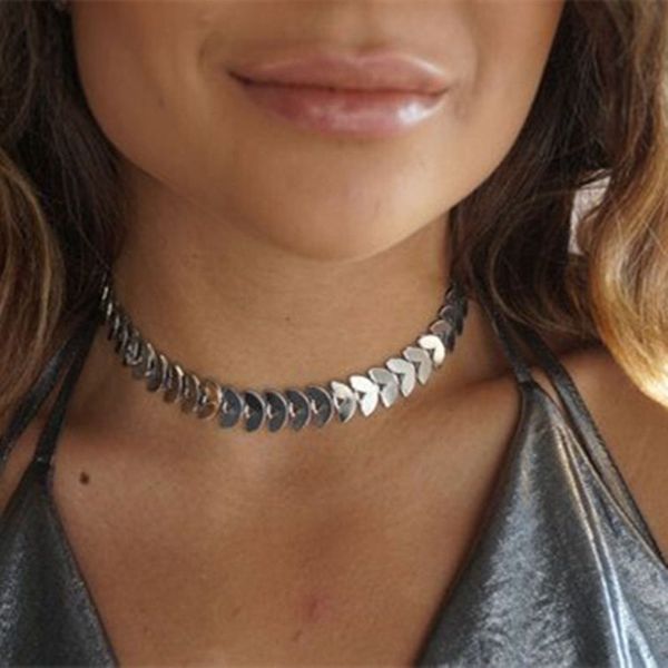 

мода металл листья chocker ожерелье ювелирных аксессуаров женских, Silver