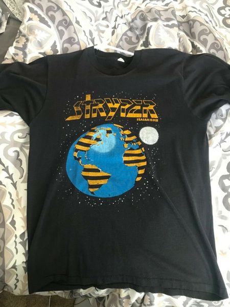 

stryper black vintage t-shirt soldiers under command - medium - christian rock