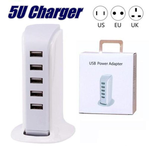 

20w 5 usb portable charger for us eu uk plug multi intelligent charging socket travel charger for mobile phone pad computer standard