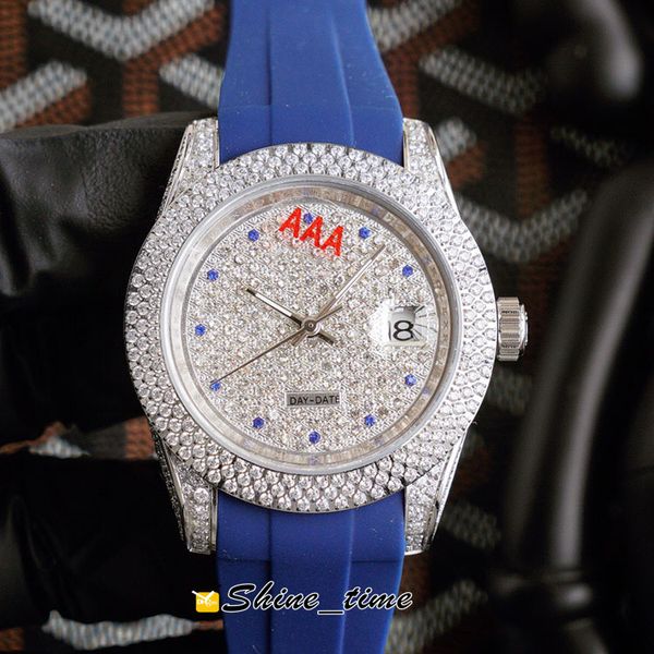 

new gypsophila diamond dial automatic mens watch 126333 126334 126234 arabic mark silver case 904l steel rubber strap watches shine_time, Slivery;brown