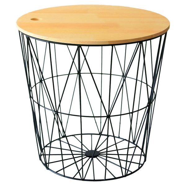 

ins nordic wrought iron hamper dirty clothes storage basket coffee table bedside table storage basket solid wood with cover dirt t200224